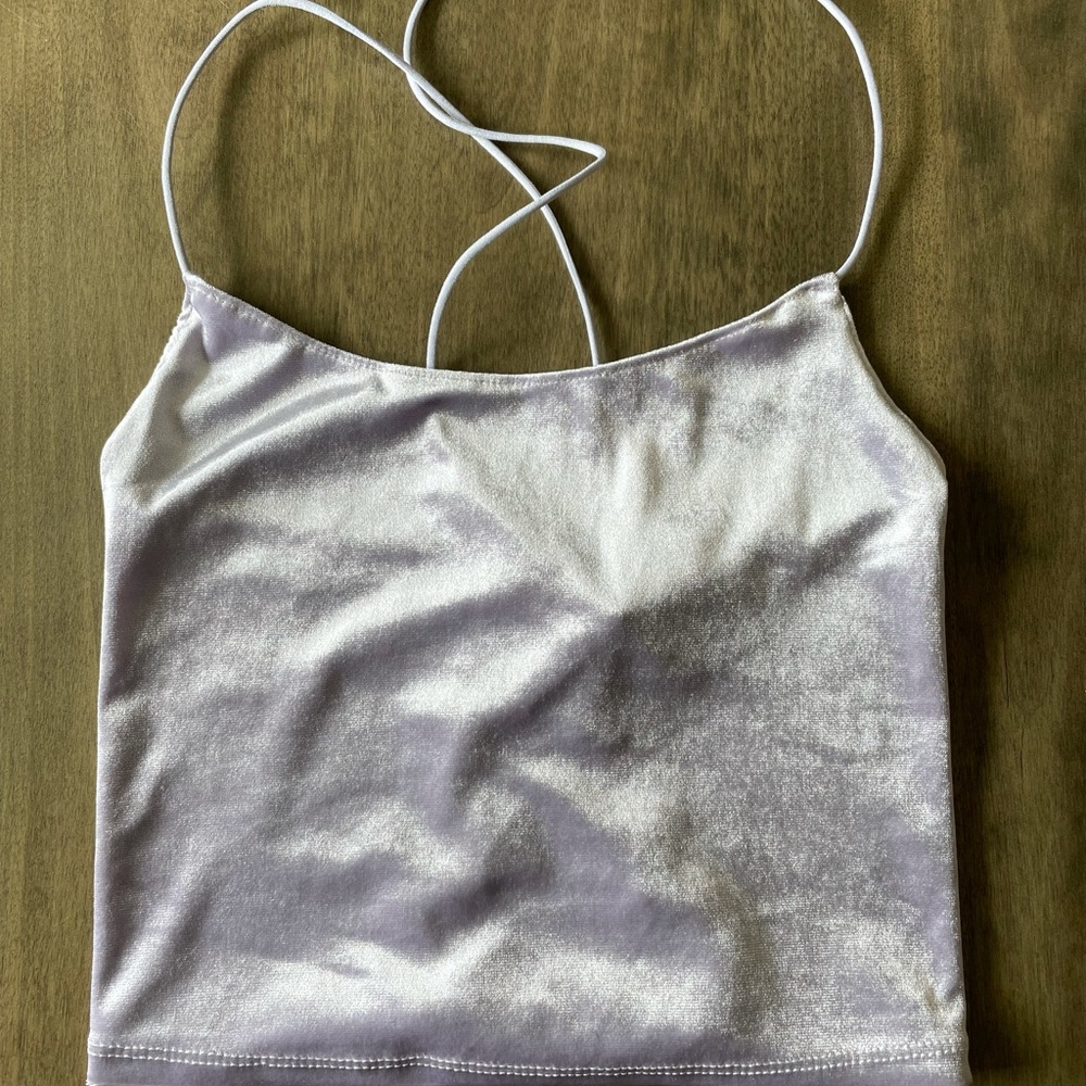 Lilac Velvet Crop Tank Top